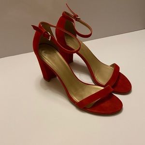 Stuart Weitzman Red Suede Nearlynude Heels